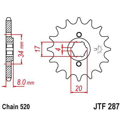 JT Sprockets Front Steel Sprocket 13 Tooth 13T 520 Chain JTF287.13