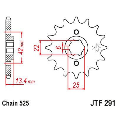 JT Sprockets Front Steel Sprocket 16 Tooth 16T 525 Chain JTF291.16