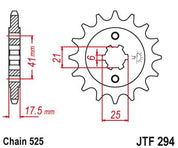 JT Sprockets Front Steel Countershaft Sprocket 15 Tooth 15T 525 Chain For Honda VFR400 RH,RH2,RJ3 Pro-Arm 1987-1989 JTF294.15