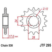 JT Sprockets Front Steel Countershaft Sprocket 15 Tooth 15T 530 Chain JTF295.15