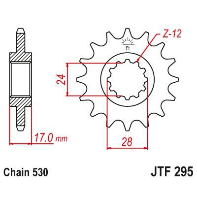 JT Sprockets Front Steel Countershaft Sprocket 14 Tooth 14T 530 Chain JTF295.14