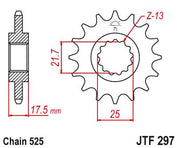 JT Sprockets Front Steel Sprocket 14 Tooth 14T 525 Chain JTF297.14