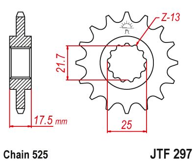 JT Sprockets Front Steel Sprocket 14 Tooth 14T 525 Chain JTF297.14