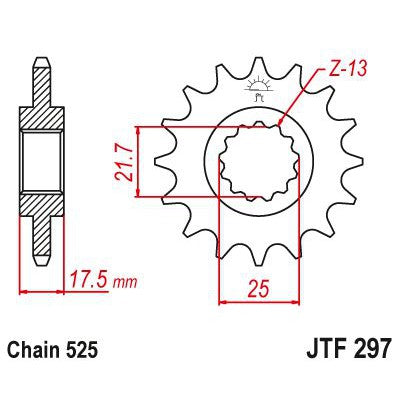 JT Sprockets Front Steel Sprocket 15 Tooth 15T 525 Chain JTF297.15