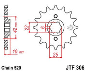 JT Sprockets Front Steel Sprocket 14 Tooth 14T 520 Chain JTF306.14