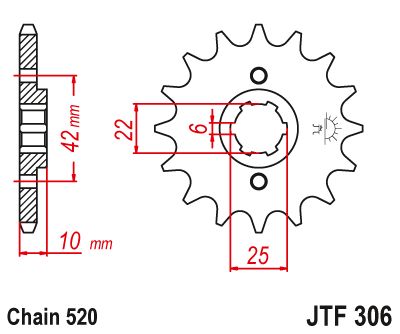 JT Sprockets Front Steel Sprocket 14 Tooth 14T 520 Chain JTF306.14