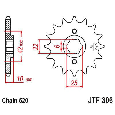 JT Sprockets Front Steel Sprocket 15 Tooth 15T 520 Chain JTF306.15