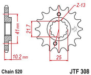 JT Sprockets Front Steel Sprocket 14 Tooth 14T 520 Chain JTF308.14