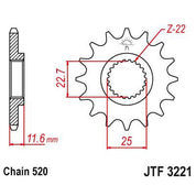 JT Sprockets Front Steel Countershaft Sprocket 11 Tooth 11T 520 Chain