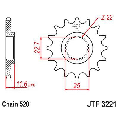 JT Sprockets Front Steel Countershaft Sprocket 11 Tooth 11T 520 Chain