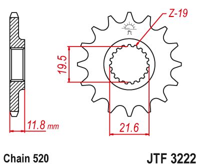 JT Sprockets Front Steel Countershaft Sprocket 11 Tooth 11T 520 Chain