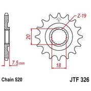 JT Sprockets Front Steel Countershaft Sprocket 12 Tooth 12T 520 Chain JTF326.12