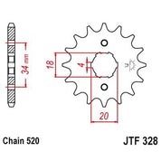 JT Sprockets Front Steel Countershaft Sprocket 12 Tooth 12T 520 Chain JTF328.12