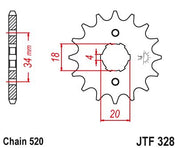 JT Sprockets Front Steel Countershaft Sprocket 13 Tooth 13T 520 Chain For Honda XR200R 1986-2002 JTF328.13
