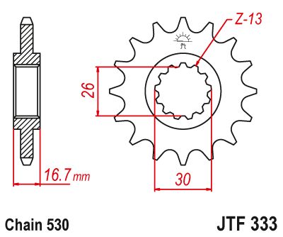 JT Sprockets Front Steel Countershaft Sprocket 15 Tooth 15T 530 Chain JTF333.15