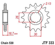 JT Sprockets Front Steel Countershaft Sprocket 16 Tooth 16T 530 Chain For Honda CB900F Super Sport Hornet 2002-2006 JTF333.16