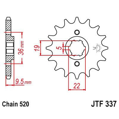 JT Sprockets Front Steel Countershaft Sprocket 14 Tooth 14T 520 Chain JTF337.14