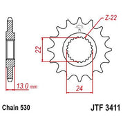 JT Sprockets Front Steel Countershaft Sprocket 16 Tooth 16T 530 Chain