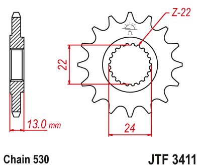 JT Sprockets Front Steel Countershaft Sprocket 16 Tooth 16T 530 Chain