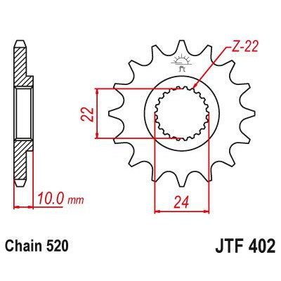 JT Sprockets Front Steel Countershaft Sprocket 14 Tooth 14T 520 Chain JTF402.14