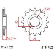 JT Sprockets Front Steel Countershaft Sprocket 16 Tooth 16T 520 Chain JTF402.16