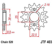 JT Sprockets Front Steel Sprocket 15 Tooth 15T 520 Chain JTF403.15