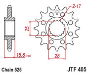 JT Sprockets Front OEM Type Rubber Cushioned Sprocket 20 Tooth 20T 525 Chain