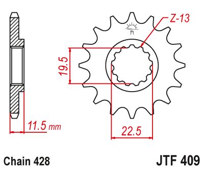 JT Sprockets Front Steel Countershaft Sprocket 16 Tooth 16T 428 Chain JTF409.16