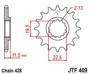 JT Sprockets Front Steel Countershaft Sprocket 16 Tooth 16T 428 Chain For Suzuki SP125 G,H,J 1986-1988 JTF409.16
