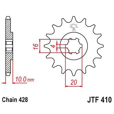 JT Sprockets Front Steel Sprocket 15 Tooth 15T 428 Chain JTF410.15