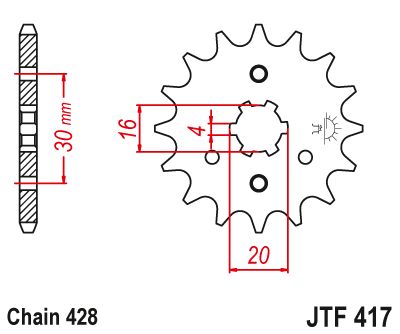 JT Sprockets Front Steel Sprocket 14 Tooth 14T 428 Chain JTF417.14