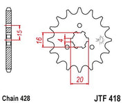 JT Sprockets Front Steel Sprocket 14 Tooth 14T 428 Chain JTF418.14