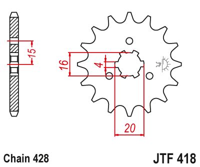 JT Sprockets Front Steel Sprocket 14 Tooth 14T 428 Chain JTF418.14