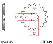 JT Sprockets Front Steel Sprocket 14 Tooth 14T 525 Chain For Suzuki GT250 A,B 1976-1977 JTF419.14