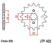 JT Sprockets Front Steel Countershaft Sprocket 13 Tooth 13T 520 Chain JTF422.13