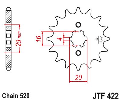 JT Sprockets Front Steel Countershaft Sprocket 13 Tooth 13T 520 Chain JTF422.13