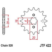 JT Sprockets Front Steel Countershaft Sprocket 12 Tooth 12T 520 Chain JTF422.12