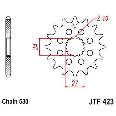 JT Sprockets Front Steel Countershaft Sprocket 17 Tooth 17T 530 Chain JTF423.17