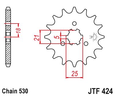 JT Sprockets Front Steel Countershaft Sprocket 16 Tooth 16T 530 Chain JTF424.16