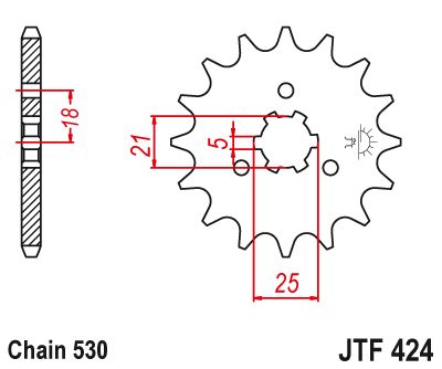 JT Sprockets Front Steel Countershaft Sprocket 16 Tooth 16T 530 Chain For Yamaha XS400 D,2E 1977-1978 JTF424.16