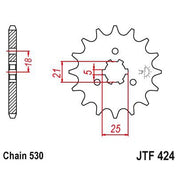 JT Sprockets Front Steel Sprocket 17 Tooth 17T 530 Chain JTF424.17