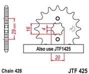 JT Sprockets Front Steel Sprocket 16 Tooth 16T 428 Chain For Suzuki RG125 FU-P,R,S,T Race Replica 1993-1996 JTF425.16