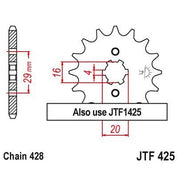 JT Sprockets Front Steel Sprocket 16 Tooth 16T 428 Chain For Suzuki RG125 FU-P,R,S,T Race Replica 1993-1996 JTF425.16