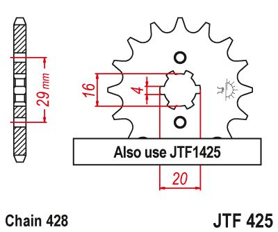 JT Sprockets Front Steel Sprocket 16 Tooth 16T 428 Chain For Suzuki RG125 FU-P,R,S,T Race Replica 1993-1996 JTF425.16