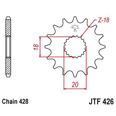 JT Sprockets Front Steel Countershaft Sprocket 13 Tooth 13T 428 Chain JTF426.13