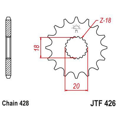 JT Sprockets Front Steel Countershaft Sprocket 14 Tooth 14T 428 Chain JTF426.14