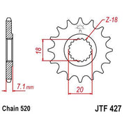 JT Sprockets Front Steel Countershaft Sprocket 11 Tooth 11T 520 Chain JTF427.11