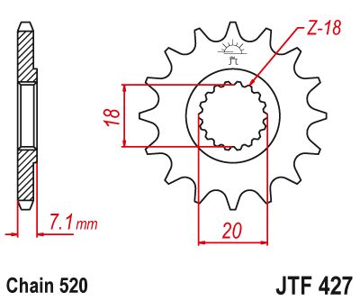 JT Sprockets Front Steel Countershaft Sprocket 13 Tooth 13T 520 Chain JTF427.13