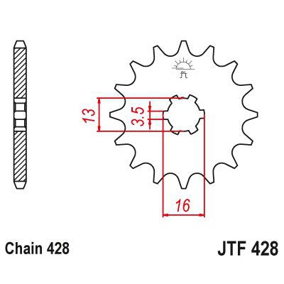 JT Sprockets Front Steel Sprocket 14 Tooth 14T 428 Chain JTF428.14