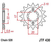 JT Sprockets Front Steel Countershaft Sprocket 12 Tooth 12T 520 Chain JTF430.12